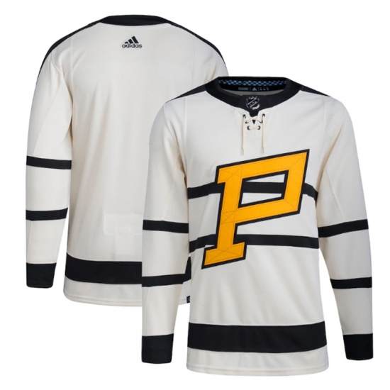 Men Pittsburgh Penguins Blank Cream 2023 Winter Classic Stitched Jersey